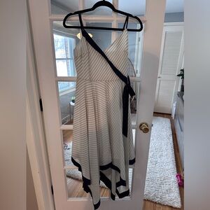 Banana Republic Asymmetrical Dress in Cream and Navy